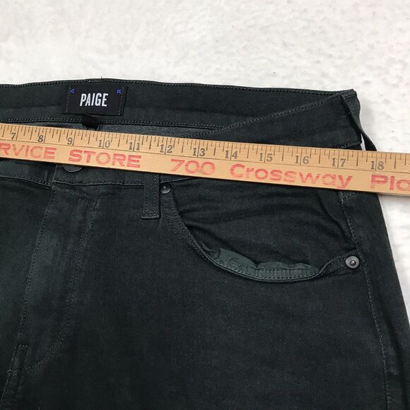 PAIGE Normandie Jean Men 33(34x33) Green Stretch Denim Dark Academia USA Made - Picture 6 of 15